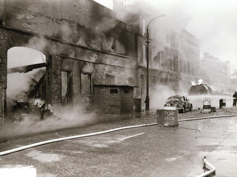 Tanker bomb at Eaton's bakery on Strand Road.