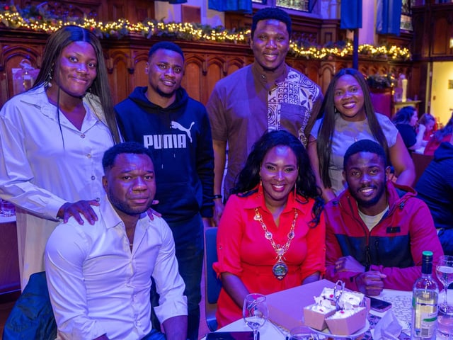 The Mayor Councillor Lilian Seenoi-Barr hosted a Christmas Community event at the Guildhall for people from across the Derry City and Strabane District Council area on Sunday. Picture Martin McKeown. 01.12.24 : Mayor's Community Christmas Party