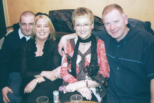 Enjoying the anniversary party at the Crescent Bar were John, Aoibheann, Louise and Bernard Doherty. 160103S11:2003 Party Pics