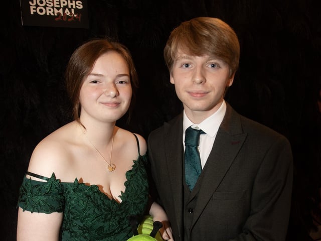 Sophie Feeney and Tiernan Harris pictured at the St. Joseph's Annual School Formal at the City Hotel on Friday night.