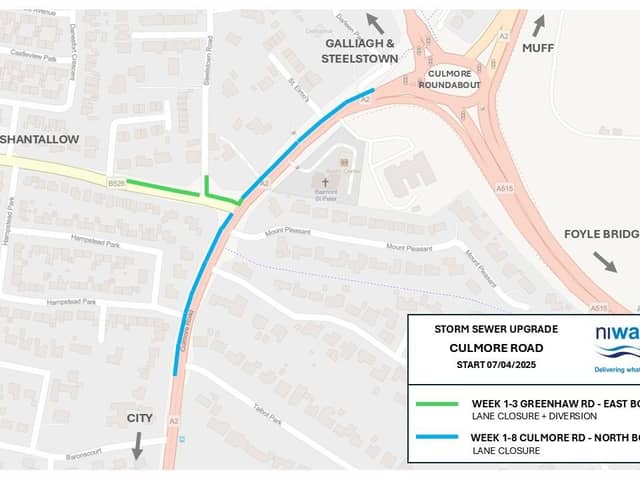 A lane of the Culmore Road between Greenhaw and the Culmore Roundabout is to be closed for eight weeks to facilitate essential waste water and sewerage improvements.