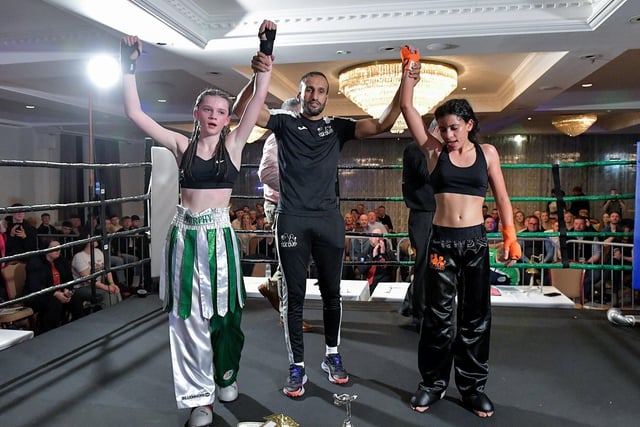 Top Ring Gym’s Annie Murphy defeated Baltoufa Manel, Tek Gym France, to win the WKU Pro-Am World Title on Saturday evening last in the Everglades Hotel. Photo: George Sweeney. DER2312GS – 65