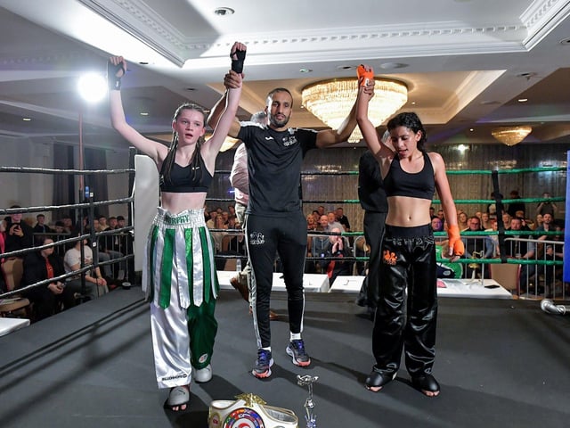 Top Ring Gym’s Annie Murphy defeated Baltoufa Manel, Tek Gym France, to win the WKU Pro-Am World Title on Saturday evening last in the Everglades Hotel. Photo: George Sweeney. DER2312GS – 65