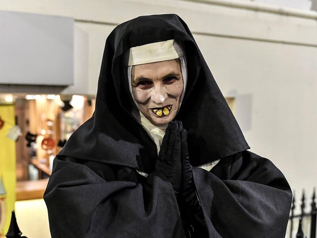 Wailing Nun at the Derry Halloween festivities on Wednesday evening. Photo: George Sweeney