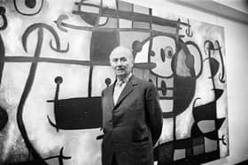 May 24 1966:  Spanish Surrealist painter Joan Miro (1893 - 1983) at the Marlborough Fine Art Gallery for his one man show.  (Photo by Robert Stiggins/Express/Getty Images)