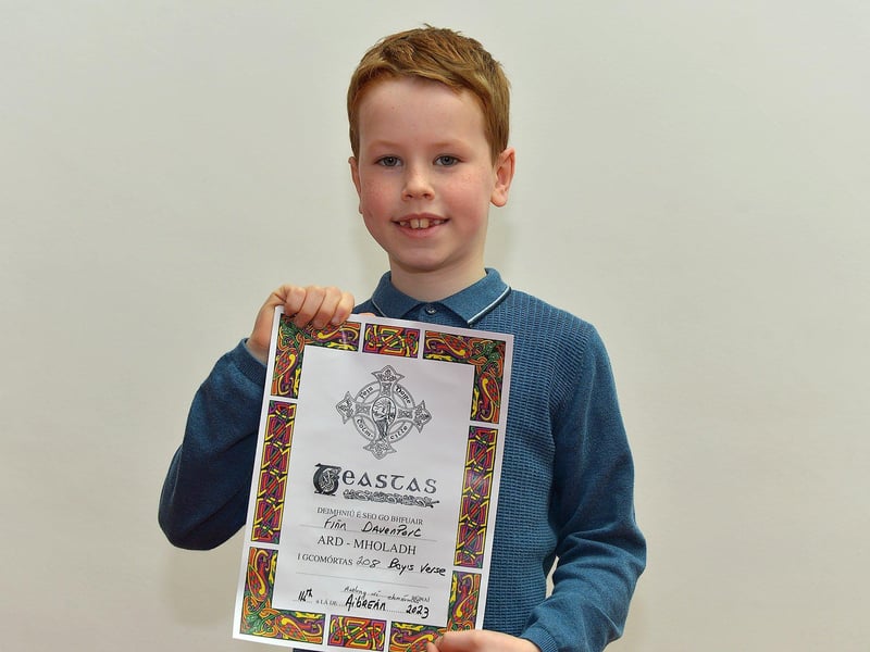 Finn Davanport was Highly Commended in P5 Boys Verse at the Feis Dhoire Cholmcille on Friday at the Millennium Forum. Photo: George Sweeney. DER2315GS – 208