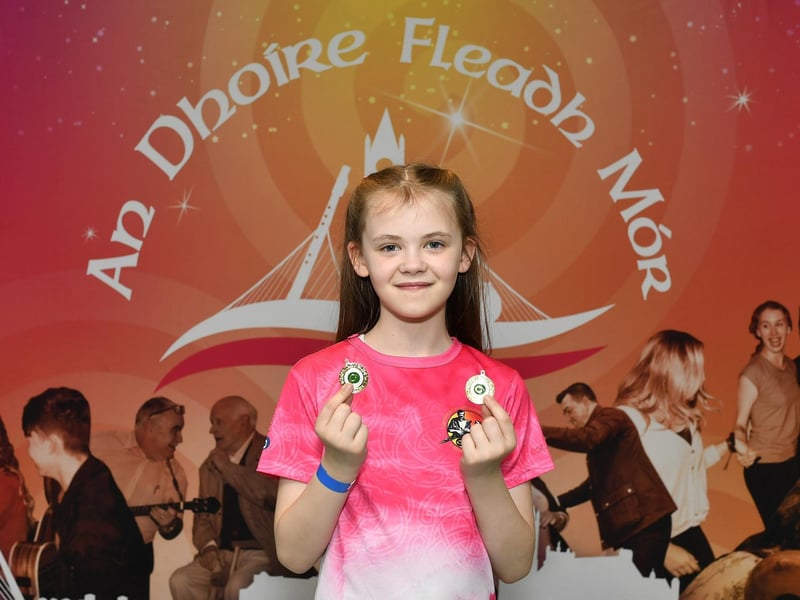 Dearbhla Nic Lochlainn achieved First place in both U12 Tin whistle and Tin Whistle Slow Airs at Fleadh Mhór Dhoíre. Photo: George Sweeney