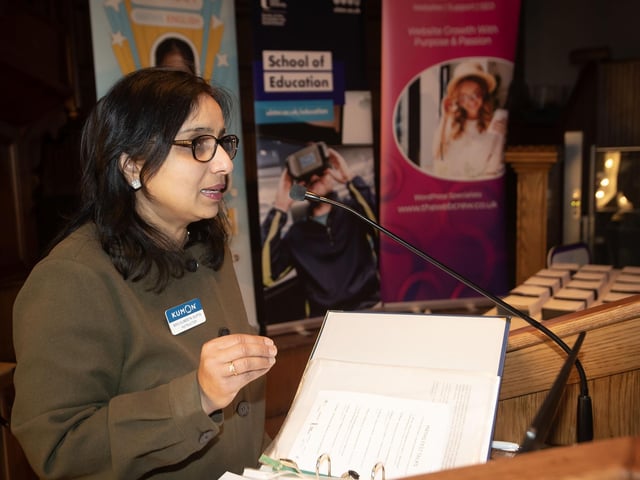 Dr. Sumeeta Gupta addresses the attendance at Friday's NI Maths Fest at the city's Guildhall. : .