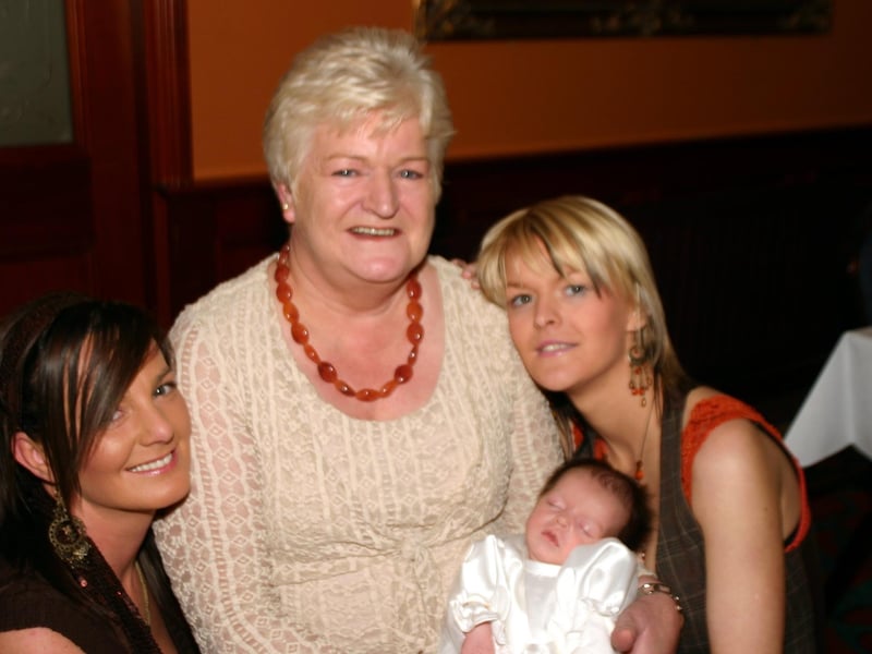 Four Genrations Nana Martina, Great Granny Catherine, grandaughter Gemma and Great daughter Casey Leigh. 883/dd : Casey Leigh Johnston's baptism party.