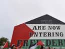 2018: Free Derry Corner painted in the colours of the flag of Palestine as pictured during a solidarity rally.