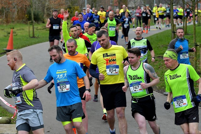 Runners make their way through St Columb’s Park during the Bentley Group Derry 10 Miler road race on Saturday morning. Photo: George Sweeney. DER2310GS – 096