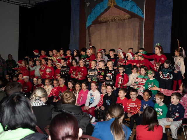 Pupils from Steelstown Primary School take to the stage to put on their Christmas Show for parents last week.