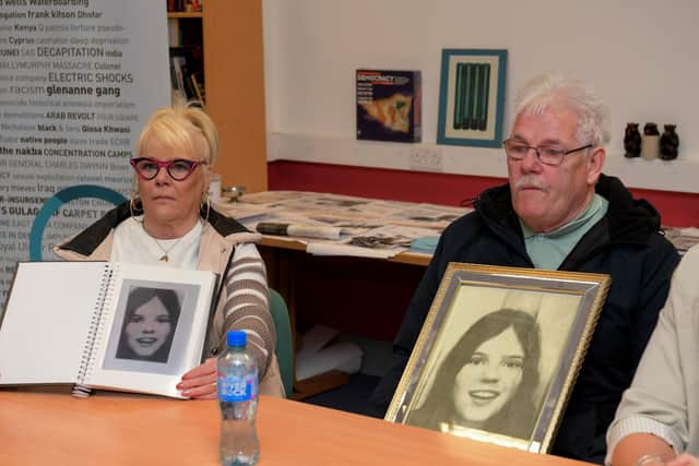 May and Martin McGavigan, siblings of Annette McGavigan pictured at the Pat Finucane Centre at Rathmor on Monday afternoon to hear if the PPS intend to prosecute the soldier who shot and killed their relative. Photo: George Sweeney