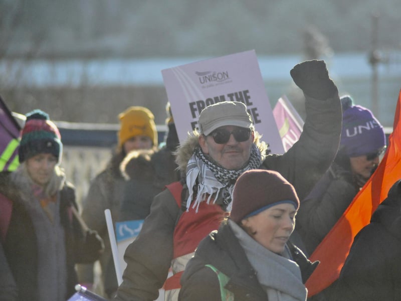 Striking public sector workers in Derry.