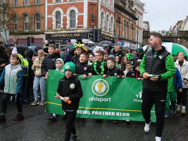 Top of the Hill Celtic group at the St. Patrick’s Day Parade. (Photo - Deirdre Heaney, nwpresspics)