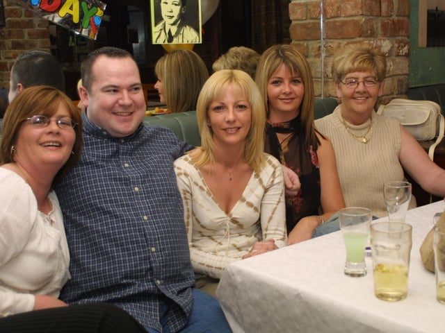 Eamonn pictured with friends Shenna, Paula, Catherine and Nan. (2503JM03):.