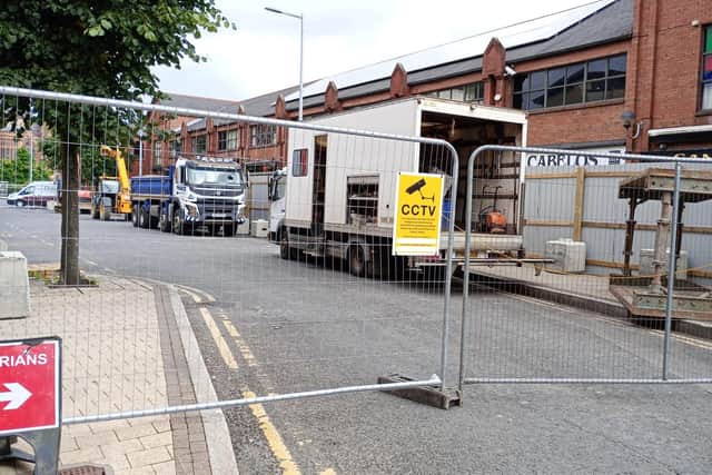 Waterworks under way on Foyle Street.