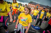 Enjoying the warm up at the Aware Mood Walk at Ebrington Square, Derry, in 2016.