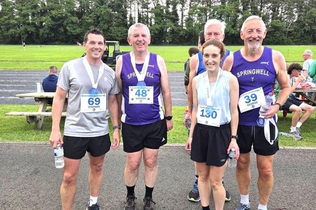 Stephen Fillis, Andrew Wilmot, Alanna Millar, Ivan Goldsworthy & George Brien after the Coleraine Grammar 5k