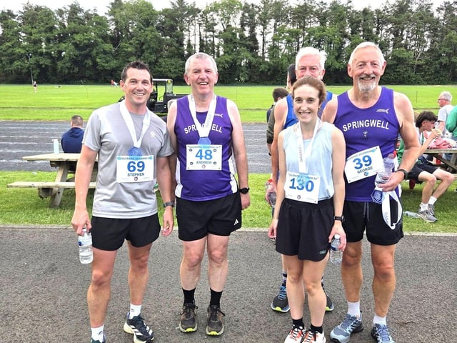 Stephen Fillis, Andrew Wilmot, Alanna Millar, Ivan Goldsworthy & George Brien after the Coleraine Grammar 5k
