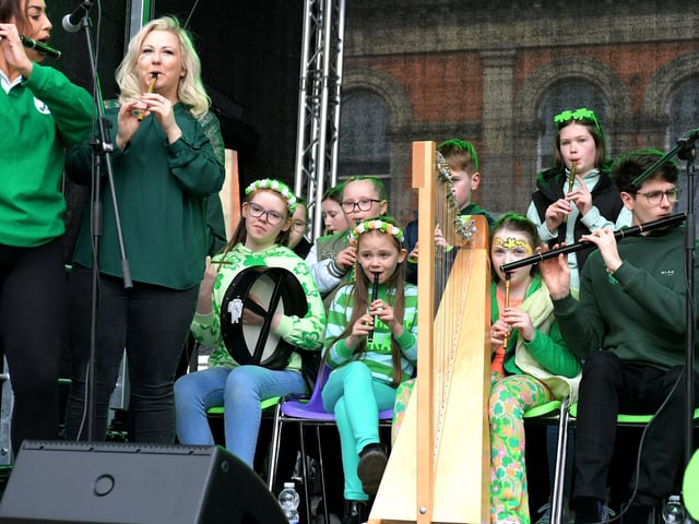 Traditional musicians at the Guildhall on St Patrick’s Day. Photo: George Sweeney