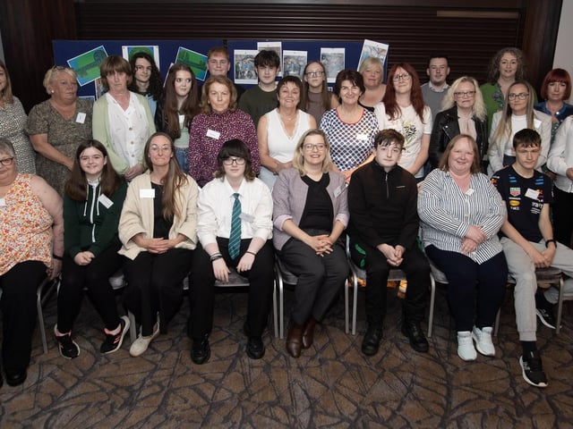 Group pictured at the Churches Trust 'TrACE to Transform Conference held at the Maldron Hotel on Thursday last. Front from left, Sharon Rasmussen, Tammie Farrell, Orla Hasson, Facilitator, Miles Doran, Jenny Quinn, DFA, Daniel Gamble, Wendy McCloskey, Churches Trust and Samuel Warnett. Back from left, Laura Brown, Churches Trust, Denise Doherty, Mary Doherty, Aedan McLaughlin, Annie Burns, Adam Armstrong, Patricia Coyle, Kenzie Carnwath, Kathleen Rodgers, Sophie Carnwath, Mary McFarland, Pamela Lynch, Samantha Higgins, Jack McLaughlin, Churches Trust, Susan Bailey, Mary Holmes, CEO, Churches Trust, Beverley Watson, Eilish Murray and Pamela McAllister, Facilitator. (Photos: Jim McCafferty Photography)
