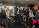 Damian McGinty and his dance parrtner Kylee Vincent, get in some final preparation for Dancing with the Stars from Carie Logue, Lecturer at NWRC, and some of the Performing Arts students. 