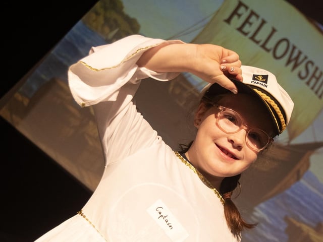 A salute from The Captain during 'The Voyage of The Fellowship' production at the Playhouse, Derry on Friday. : .