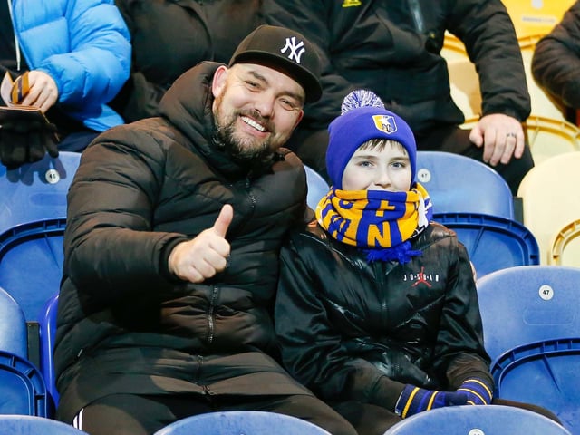 Stags fans at the One Call Stadium for the match against Colchester Utd.