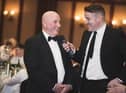 The late, great Sean O'Neill chats to the BBC's Thomas Niblock during the Faughanvale gala dinner.