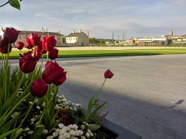 The parade ground at Ebrington Square.