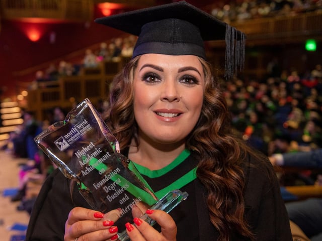NWRC graduate Kerri McMonagle was given the special award for Best Foundation Degree in Business and Enterprise student at the college's Higher Education Graduation Ceremony.