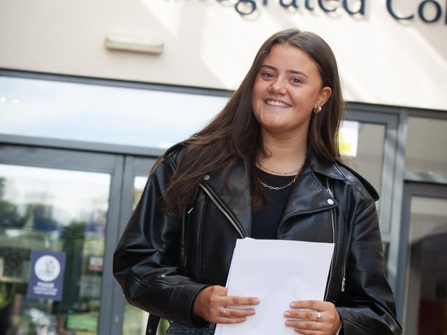Chelsea Hamilton happy with her A Level results at Oakgrove Integrated College on Thursday morning.