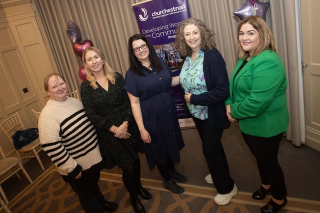 Churches Trust staff pictured at last week's event in the Bishop's Gate Hotel, Derry. From left, Wendy McCloskey, Elaine Devenney, Laura Dunne, Department for Communities, Mary Holmes, Chief Executive Officer, Churches Trust and Laura Brown.