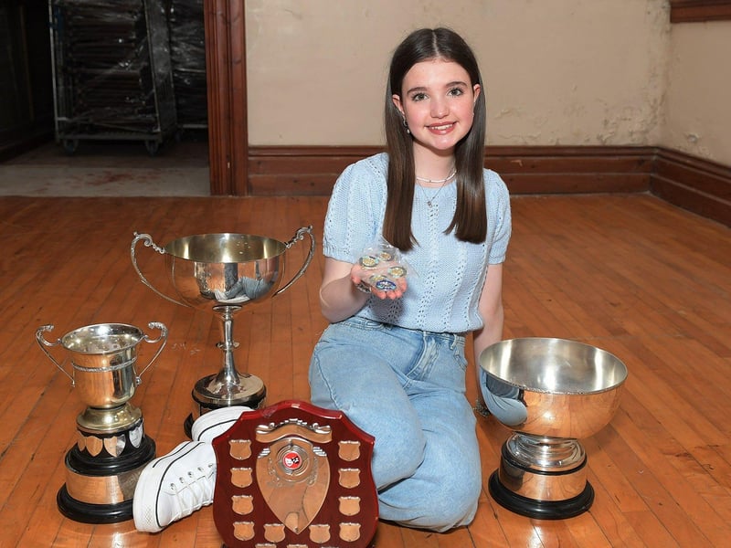Sophia Hutchinson, Foyle School of Speech and Drama, achieved won Kathleen Walshaw Cup, the Conaghan Cup, the Annie Morgan Girls Solo Cup and the Susan Foster Memorial Shield at the Feis Dhoire Cholmcille on Thursday at St Columb’s Hall. Photo: George Sweeney.