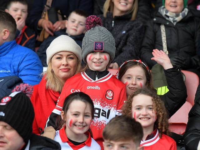 Fans in Celtc Park for the Derry v Dublin game on Saturday. Photo: George Sweeney