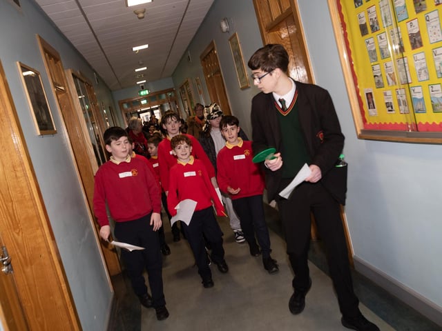 Pupils from Steelstown Primary School getting a tour of the school during the St. Joseph's Boys School Open Day on Friday last. (Photos: Jim McCafferty Photography)