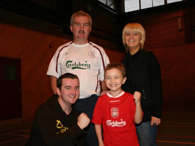 Champions Aidan with brother Kerian, Sister Clare and dad Martin. 2158/dd : Parties and celebrations January 2006: Aidan Dunne.
