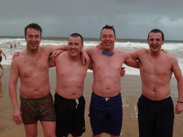 Braving the elements at the Culdaff New Year's Day Swim in 2004.