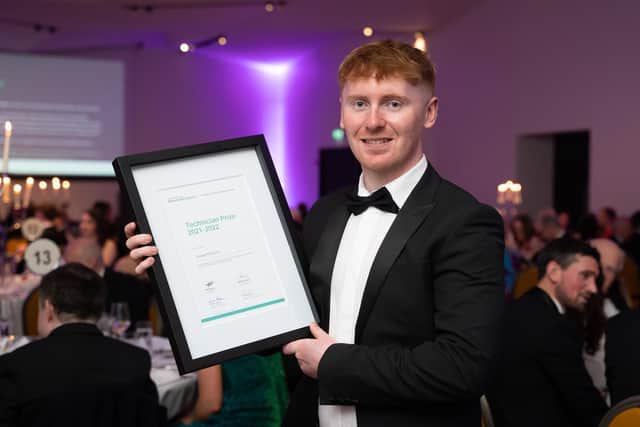 Joseph  McGrenra, from Buncrana, Co. Donegal pictured with his award at the awards ceremony in the Marker Hotel Dublin.