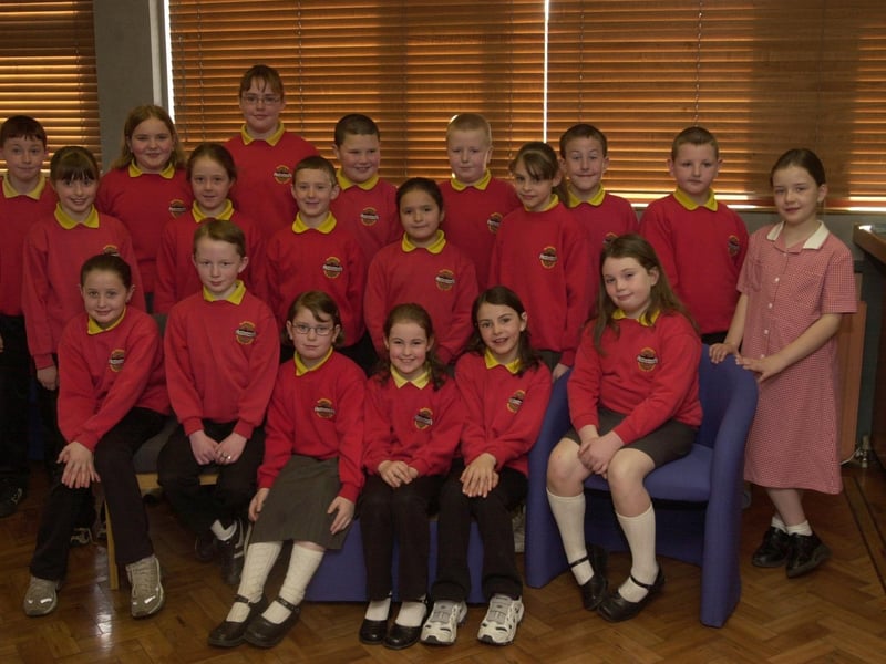 Children from Ballougry Primary School pictured during an educational visit to the Derry Journal offices.