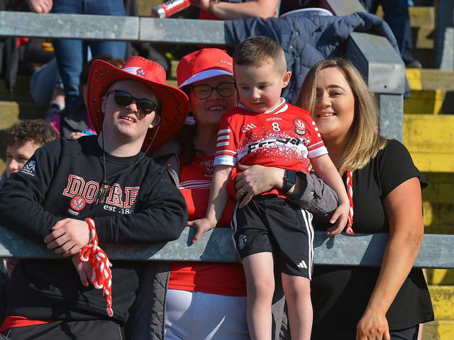 Fans in Celtic Park for Derry’s encounter with Donegal. Photo: George Sweeney