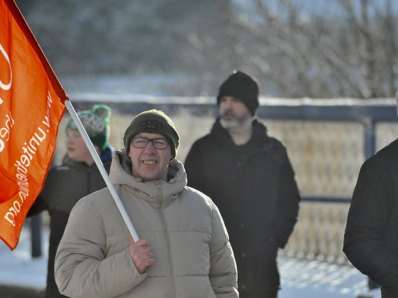 Striking public sector workers in Derry.