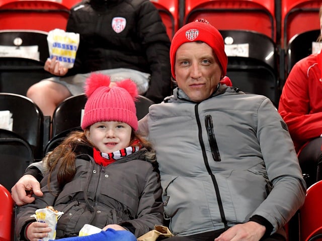 Derry City fans at the game against St Patrick’s Athletic at the Brandywell on Friday evening. Photograph: George Sweeney.