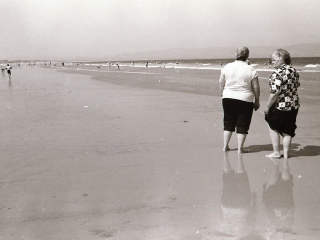 Enjoying a paddle at Benone in July 1995.