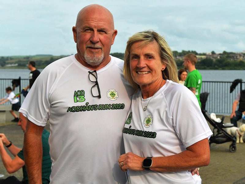 June 2023: Gerry and Moira O’Donnell, parents of Aodhan, pictured at the annual Aodhan’s 5k race, run and walk. Photo: George Sweeney. DER2326GS - 38