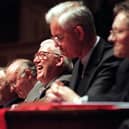 Willie Ross, between Ian Paisley and Peter Robinson, with Cedric Wilson, Roy Beggs and William Thompson, at an anti-Good Friday Agreement rally in  1998. PICTURE BY STEPHEN DAVISON/PACEMAKERPICTURE BY STEPHEN DAVISON/PACEMAKER