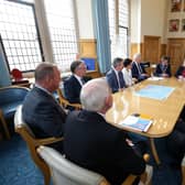 July 2018: The then Secretary of State for Northern Ireland, Karen Bradley in Derry to discuss the City Deal at the Guildhall. Photo by Kelvin Boyes / Press Eye.