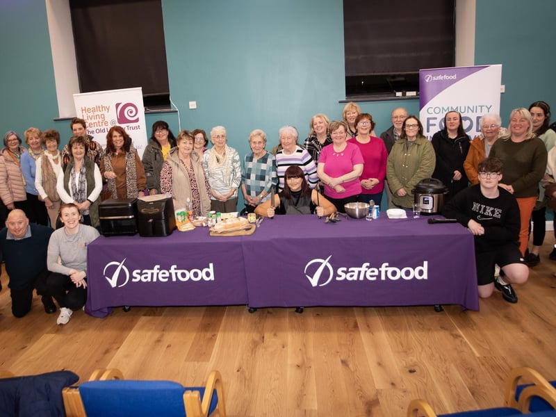 AIRFRYER MASTERCLASS AT OLT!. . . . .Seana McAirfryer pictured with some of the audience at Tuesday's Airfrying Cookery Masterclass at the Old Library Trust on Tuesday evening. The event showcased how to use an airfryer, how to create simple, healthy meals at low cost giving parents and families the opportunity to learn quick and easy recipes along with nutritional support. (Photos: Jim McCafferty Photography)