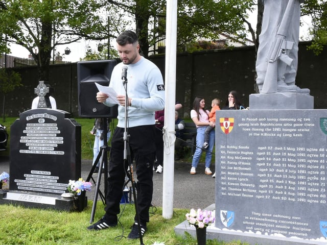 Paddy Moran chairs the Patsy O'Hara Commemoration in the City Cemetery : Patsy O'Hara Commemoration.